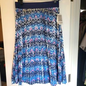 LuLaRoe women's metallic size medium "Jill" pleated multicolored holiday skirt